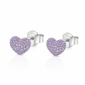 Srebrne minđuše LAVANDER HEARTS