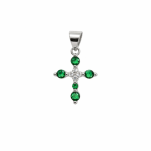 Srebrni privezak EMERALD CROSS